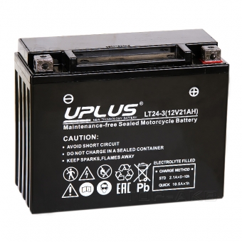 Uplus LT24-3 12V 21Ah 350А обр. пол. (205x87x162) Super Start AGM