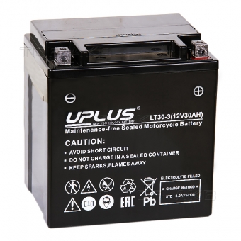 Uplus LT30-3 12V 30Ah 385А обр. пол. (166х126х175) Super Start AGM