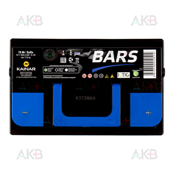 Автомобильный аккумулятор BARS 6СТ-75 АПЗ о.п. L3B 75 Ач 650A (278x175x175) низкий. Фото 1