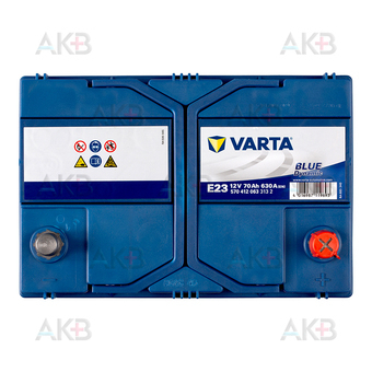 Автомобильный аккумулятор Varta Blue Dynamic E23 70R 630A 261x175x220 (570412063). Фото 1
