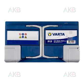 Автомобильный аккумулятор Varta Blue Dynamic F17 80R 740A 315x175x175. Фото 1