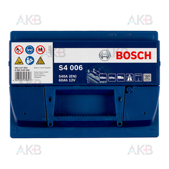 Автомобильный аккумулятор Bosch S4 006 60L 540A 242x175x190. Фото 1