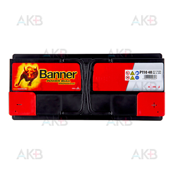 Автомобильный аккумулятор BANNER Power Bull Pro (110 40) 110R 900A 393x175x190. Фото 2