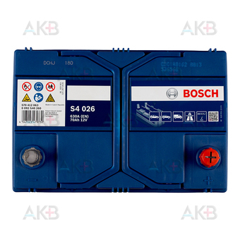Автомобильный аккумулятор Bosch S4 026 70R 630A 261x175x220. Фото 1