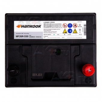 Автомобильный аккумулятор Hankook 26R-550 (60R 550A 206х172х205). Фото 2