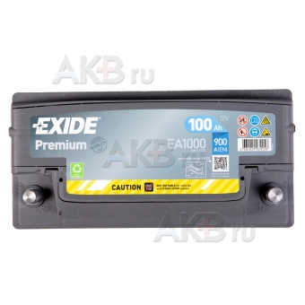 Автомобильный аккумулятор Exide Premium 100R (900А 353х175х190) EA1000. Фото 2