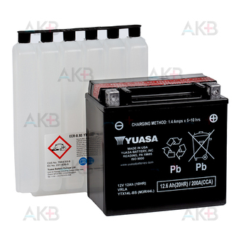 Yuasa YTX14L-BS - 12 Ач 200А (150x87x145) обр. пол. AGM сухоз.