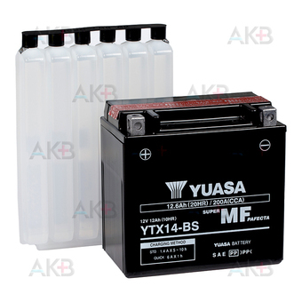 Yuasa YTX14-BS - 12 Ач 200А (151x88x146) прям. пол. AGM сухозаряж.