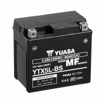 Yuasa YTX5L-BS - 4,2 Ач 80А (113x70x105) обр. пол. AGM сухозаряж.