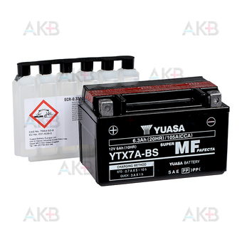 Yuasa YTX7A-BS - 6,3 Ач 105А (150x87x93) прям. пол. AGM сухозаряж.