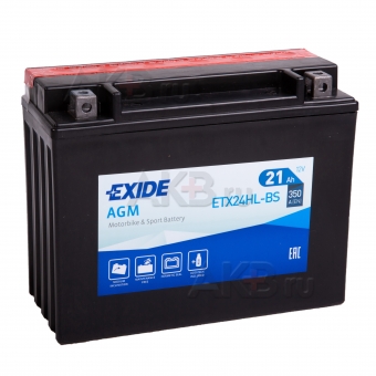 Exide AGM сухозаряж. ETX24HL-BS 12V 21Ah 350A (206x92x163) обр. пол.