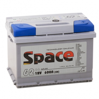 Space 6СТ-62VLA 12V 62Ач о/п низкий 600А (242x175x175) ca/ca