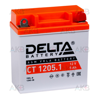 Delta CT 1205.1, 12V 5Ah, 65А (120x60x130) YB5L-B, 12N5-3B