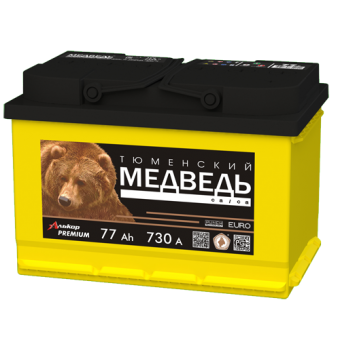 Тюменский медведь 77 Ач 730A п.п. (278x175x190) Calcium Plus