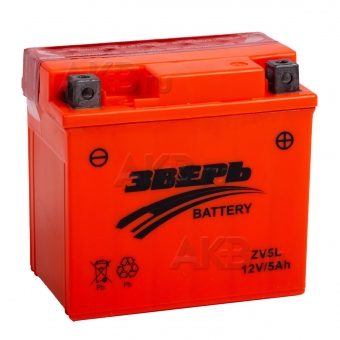 Зверь МОТО AGM ZV5L 12V 5Ah о/п 55А (113x70x105) YTX5L-BS сухозаряж.
