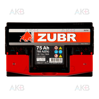 Автомобильный аккумулятор ZUBR Ultra 75L 760A (278x175x190). Фото 1