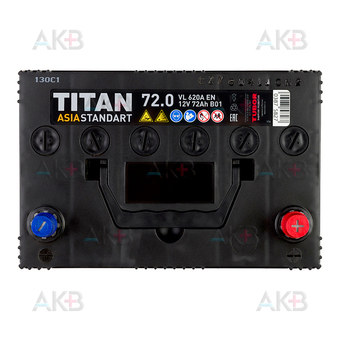 Автомобильный аккумулятор Titan Asia Standart 72R (620А 260x173x225). Фото 1