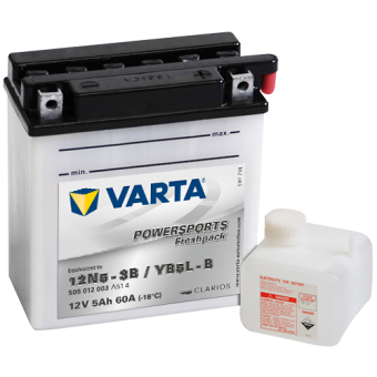 VARTA Powersports Freshpack YB5L-B 12V 5Ah 60А (120x60x130) обр. пол. 505 012 003, сухозар.