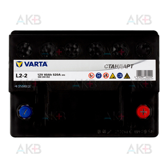 Автомобильный аккумулятор VARTA Стандарт 60 Ач 520А обр. пол. (242x175x190) 6СТ-60.0 L2-2. Фото 1