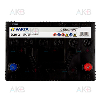 Автомобильный аккумулятор VARTA Стандарт 70 Ач 620А обр. пол. (260x175x224) 6СТ-70.0 D26-2. Фото 1