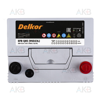 Автомобильный аккумулятор Delkor EFB Q85 95D23L (70R 660A 230x173x225) Start Stop. Фото 1