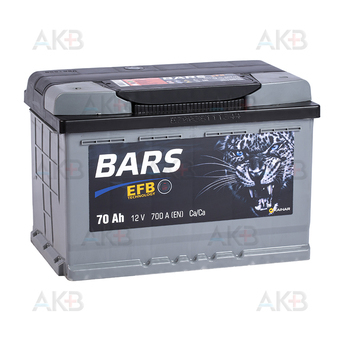 Автомобильный аккумулятор Bars EFB 70 Ач прям. пол. 700А (278x175x190)