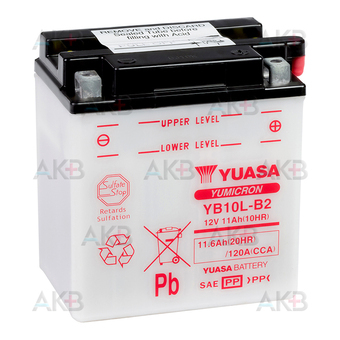 Yuasa YB10L-B2 - 11.6 Ач 120A (135x90x145) обр. пол. Heavy Duty сухозаряж.