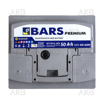 Автомобильный аккумулятор BARS Premium 6СТ-50 АПЗ о.п. 50Ач 450A (207x175x190). Фото 1