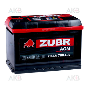 ZUBR AGM 70 Ач 760A (278x175x190) обр. пол.