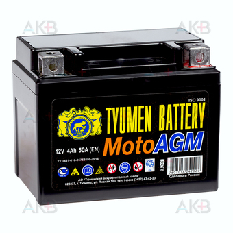 TYUMEN BATTERY 6МТС-4 AGM 12V 4Ah 50А (114x71x86) YTX4L-BS