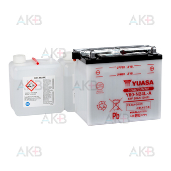 Yuasa Y60-N24L-A - 29.5 Ач 241A (184x124x175) обр. пол. Heavy Duty сухозаряж.