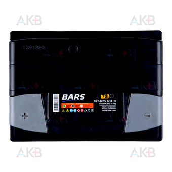 Автомобильный аккумулятор Bars EFB 62 Ач прям. пол. 600А (242x175x190). Фото 1
