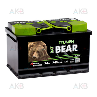 Tyumen BatBear 6СТ-74 VLA 12V 74 Ач 740А обр. пол. (276x175x175) ca/ca