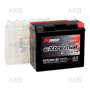 RDrive GYZ20HL-BS 23.1Ah 320А обр. пол. AGM (175x87x155) eXtremal PLATINUM сухозаряж.