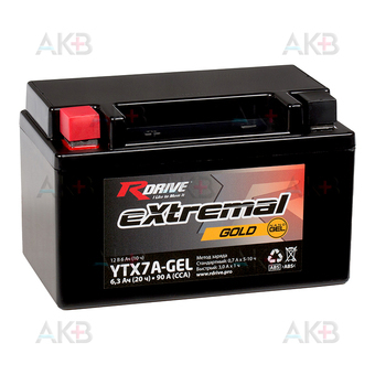 RDrive YTX7A-GEL 12V 6,3Ah 90А прям. пол. (150x87x93) eXtremal GOLD