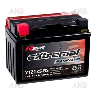 RDrive YTZ12S-BS 12V 11,6Ah 210А прям. пол. AGM (150x87x110) eXtremal PLATINUM