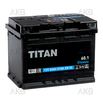 Titan Classic 60 Ач 510A прям. пол. (242x175x190) 6CT-60.1 VL