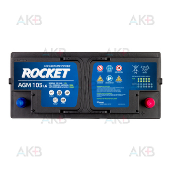 Автомобильный аккумулятор Rocket AGM L6 105Ah 950A обр пол. (393х175х190). Фото 1