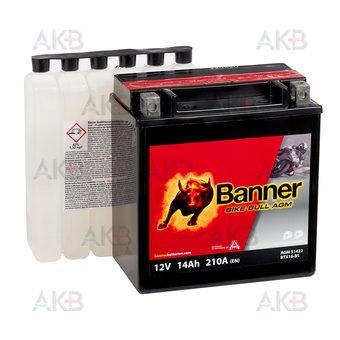 Banner Bike Bull AGM 51422 14 Ач прям. пол. 210А (150x87x161) BTX16-BS, YTX16-BS сухозаряж.