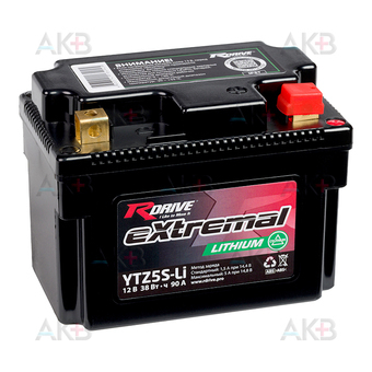 Rdrive LITHIUM YTZ5S-Li 12V 38 Втч 3Ah 90А обр. пол.(114x71x186) CYLITHIUM (LiFePO4)