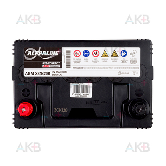 Автомобильный аккумулятор Alphaline AGM 35Ah 340A п.п. AX S34B20R (197x127x220) Start-Stop. Фото 1