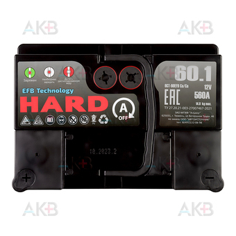 Автомобильный аккумулятор HARD EFB 60 Ач 560A п.п. (242x175x190). Фото 1