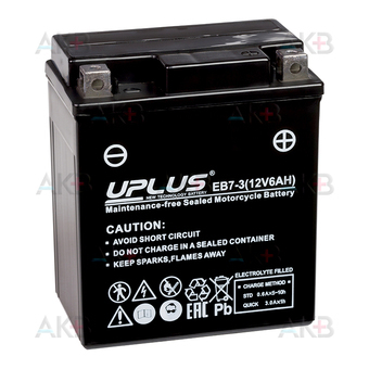 Uplus High Performance AGM EB7-3 12V 6Ah 85А (114x71x131) обр. пол.