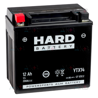 HARD YTX14 12V 12Ah 200А (150x87x145) CT 1212.2 прям. пол. A 000 982 93 08 Mercedes, BMW, Audi