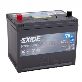 Exide Premium 75L (630А 261x173x225) EA755