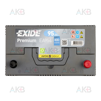 Автомобильный аккумулятор Exide Premium 95R (800А 306х173х225) EA954. Фото 1