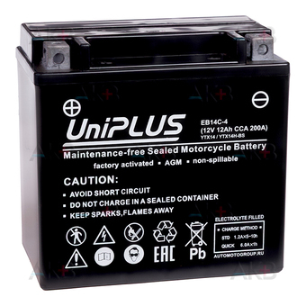 UniPLUS EB14C-4 AGM 12V 12Ah 200А прям. пол.(150x87x145) High Performance