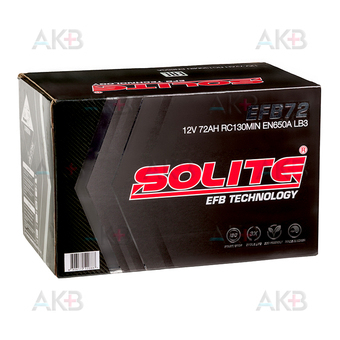 Автомобильный аккумулятор Solite EFB 72Ah 650A (278х175х175) о/п. Фото 3