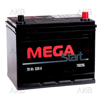 Аккумулятор MEGA START 75D26L 70Ah 530A обр. пол. (261x175x225)