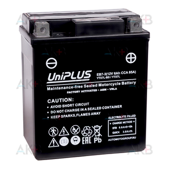 UniPLUS AGM EB7-3 | 6Ah 85А обр. пол. (113x70x130) High Performance